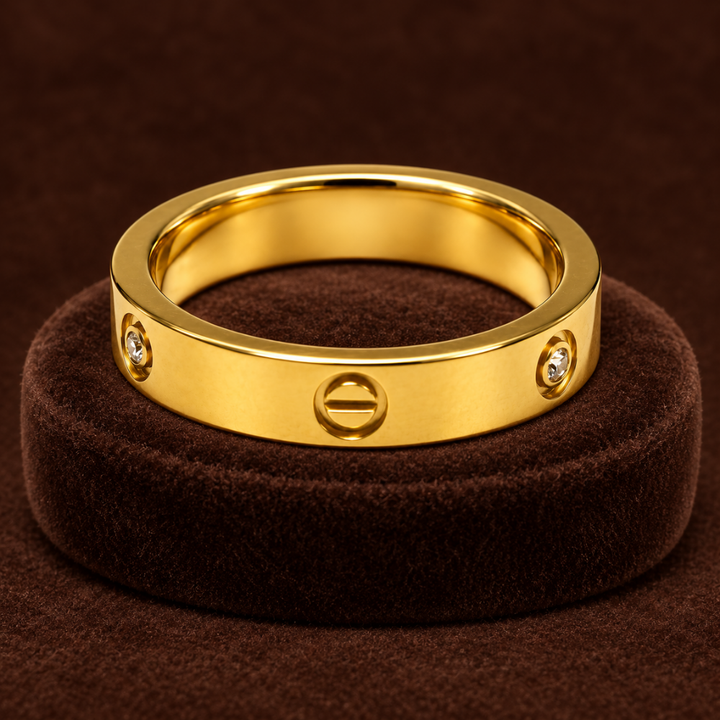 Screw Detail Gold Band Ring