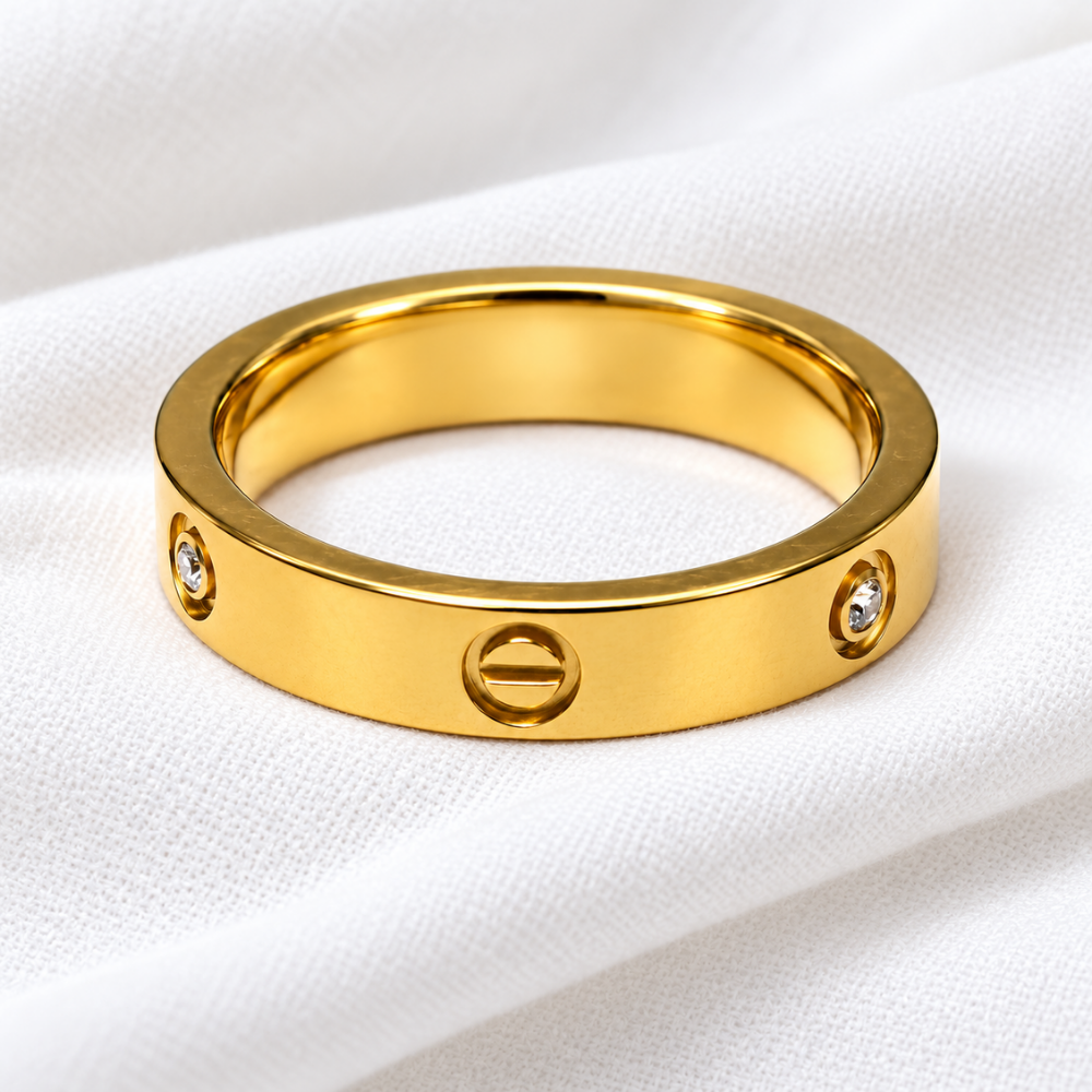 Screw Detail Gold Band Ring