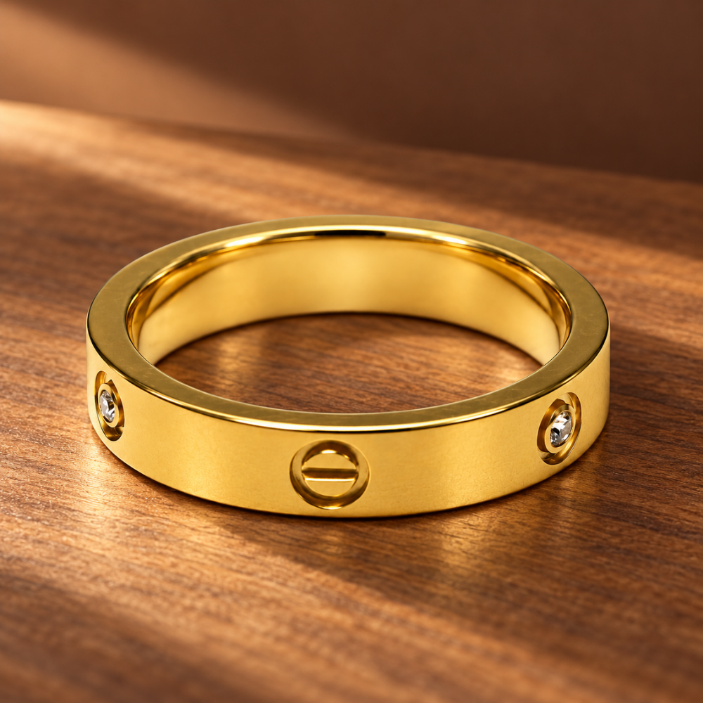 Screw Detail Gold Band Ring