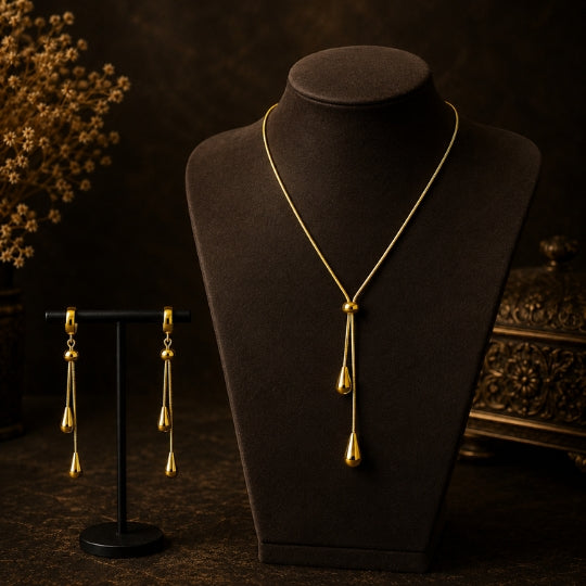 18K Gold-Plated Teardrop Necklace & Earrings Set
