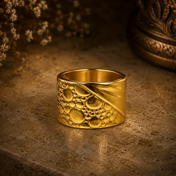 18K Gold-Plated Textured Band Ring