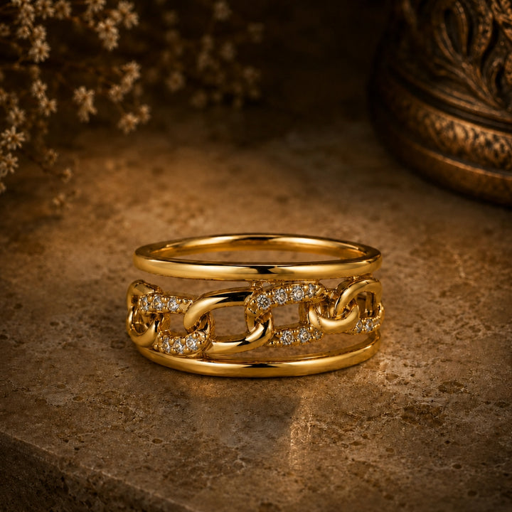 18K Gold-Plated Linked Crystal Ring