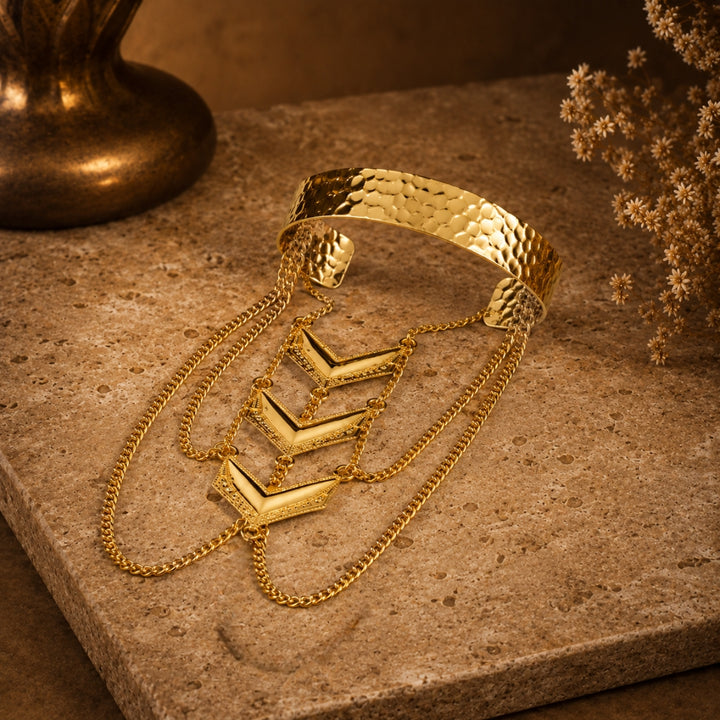 18K Gold-Plated Layered Chevron Arm Cuff