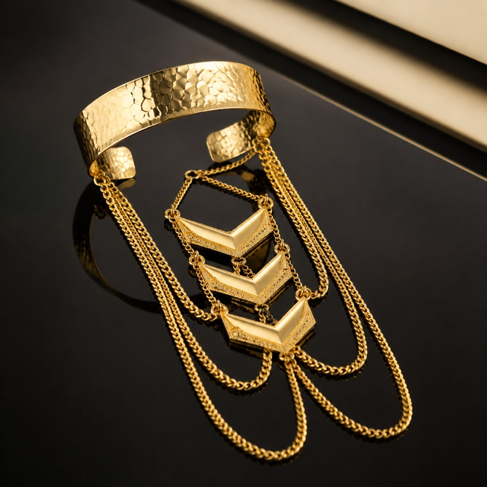 18K Gold-Plated Layered Chevron Arm Cuff
