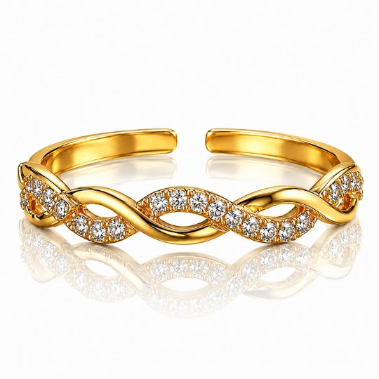 18K Gold-Plated Twisted Crystal Ring