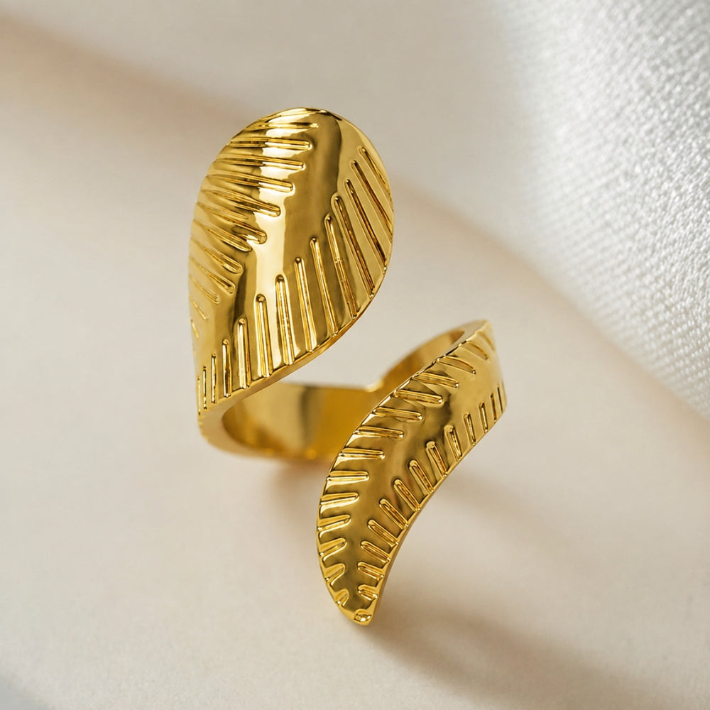 18K Gold-Plated Ribbed Wrap Ring