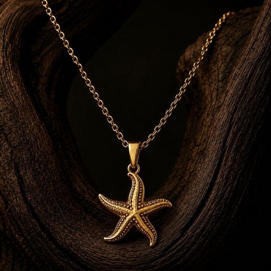 18K Gold-Plated Starfish Necklace & Earrings Set