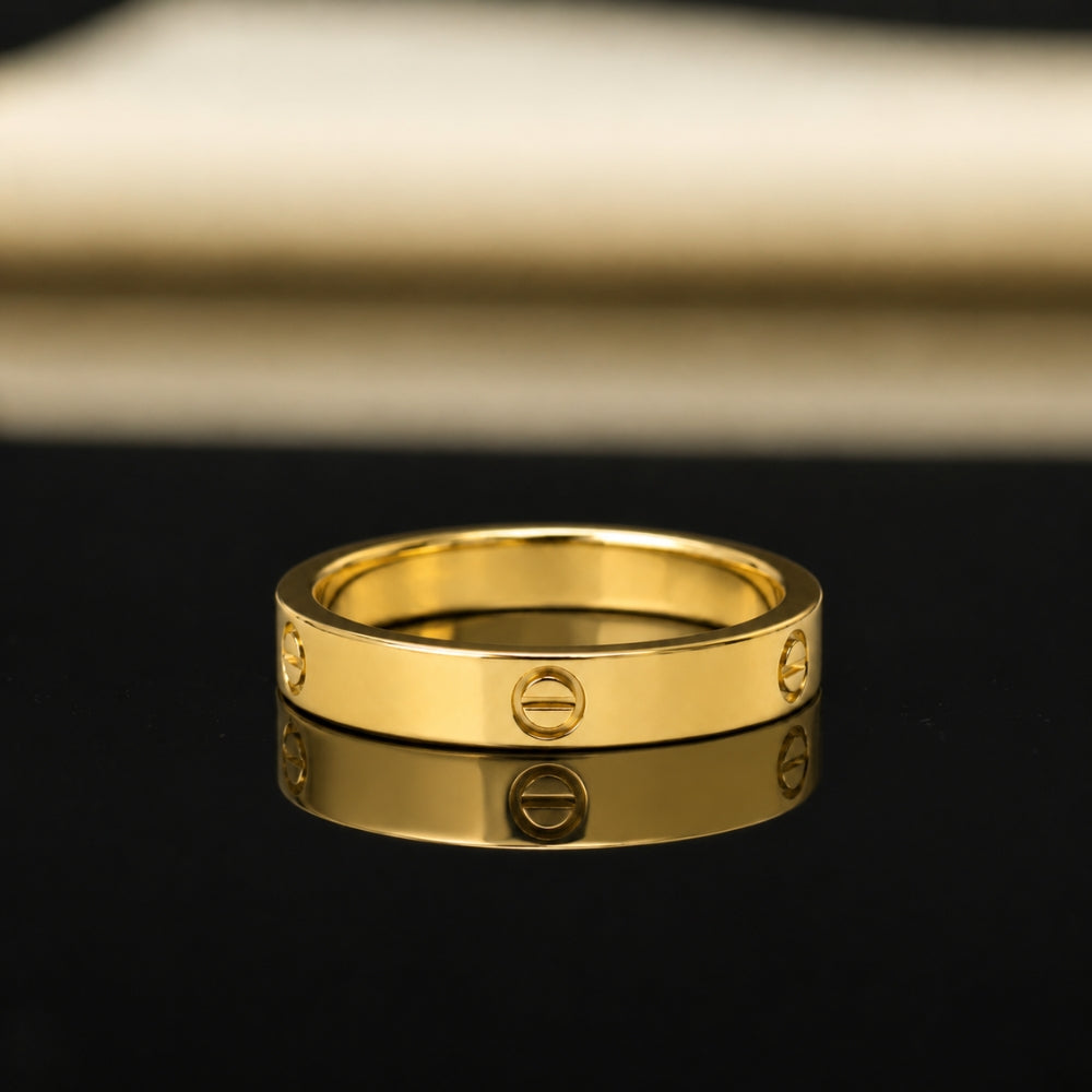Screw Detail Gold Band Ring