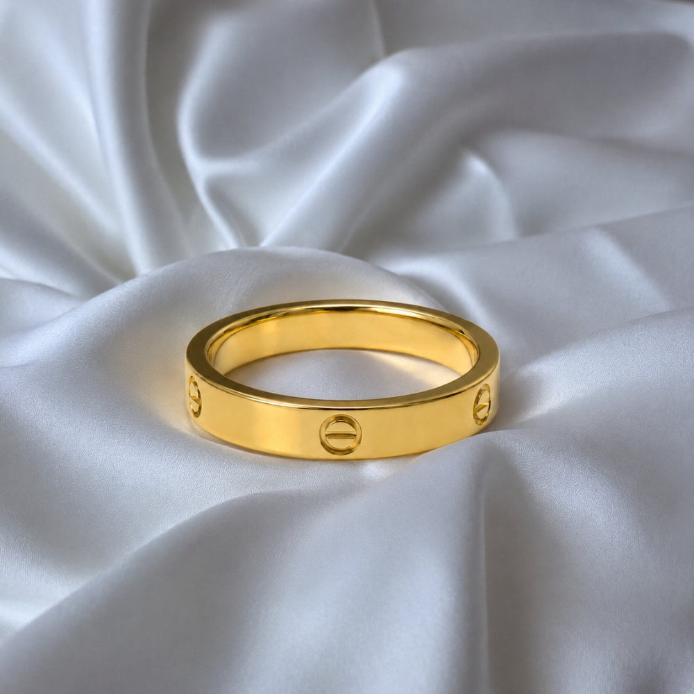 Screw Detail Gold Band Ring