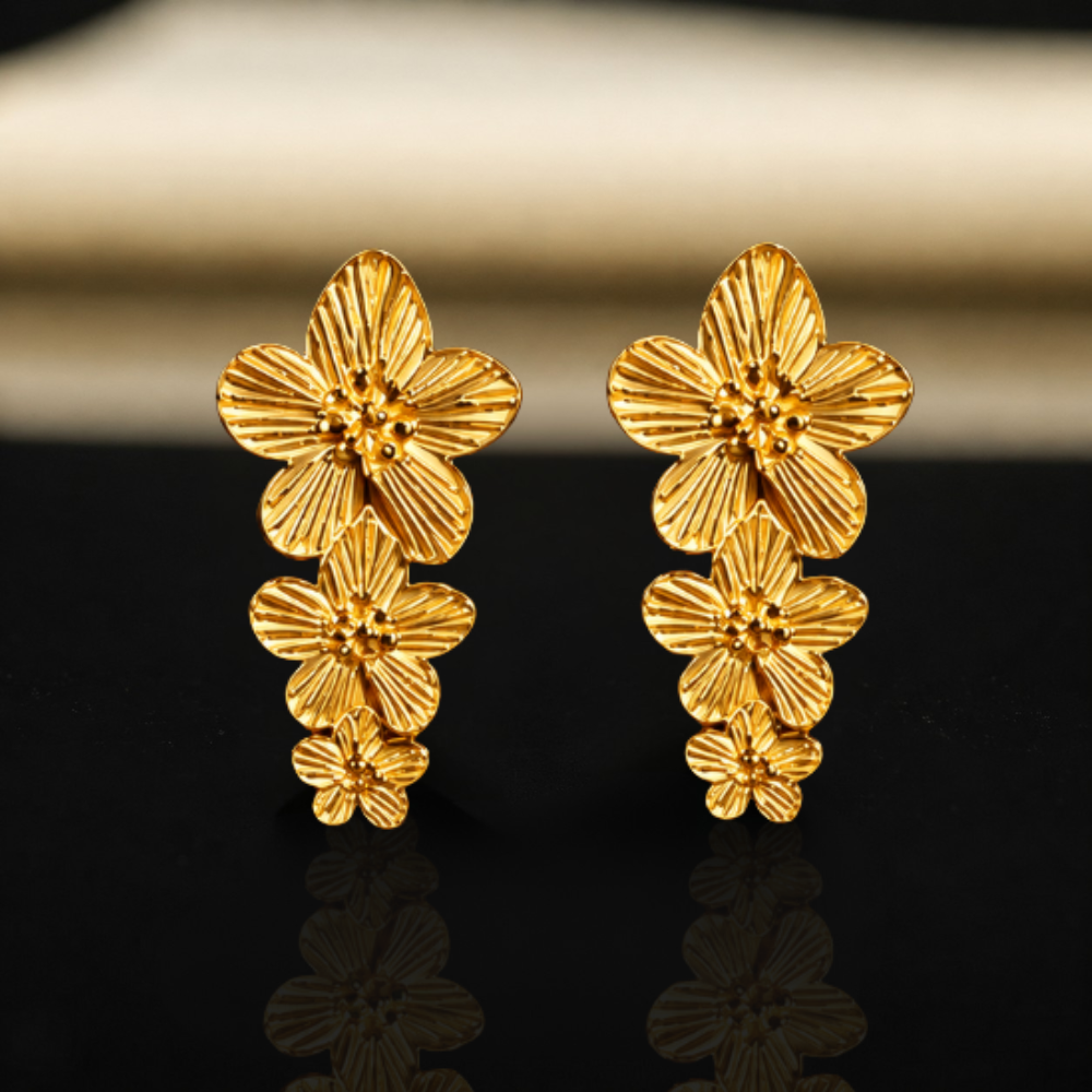 Golden Bloom Floral Stud Set