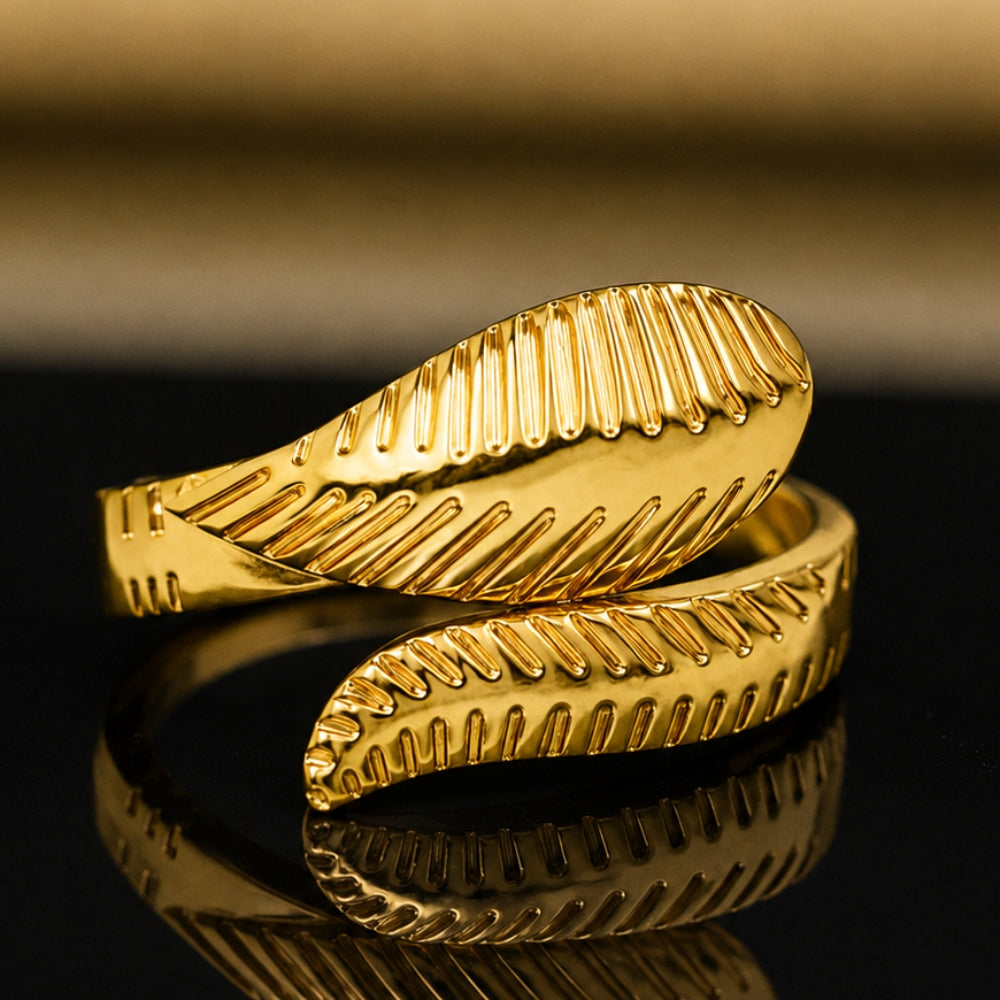 18K Gold-Plated Ribbed Wrap Ring