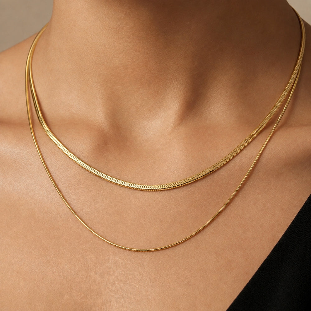 18K Gold-Plated Double-Layer Chain Necklace