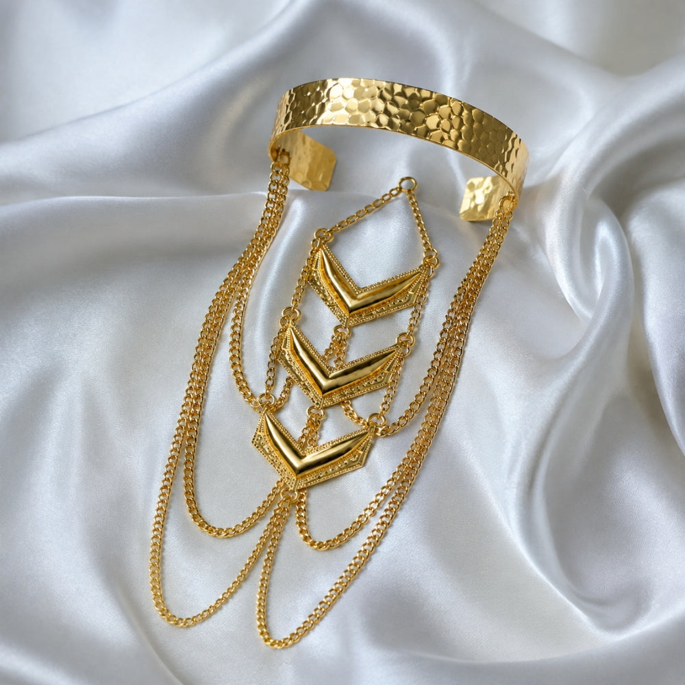 18K Gold-Plated Layered Chevron Arm Cuff