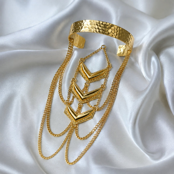 18K Gold-Plated Layered Chevron Arm Cuff
