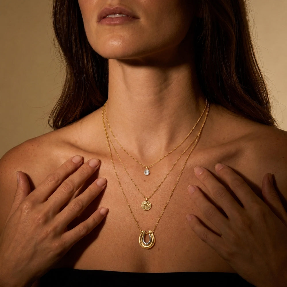 18K Gold-Plated Triple-Layer Pendant Necklace
