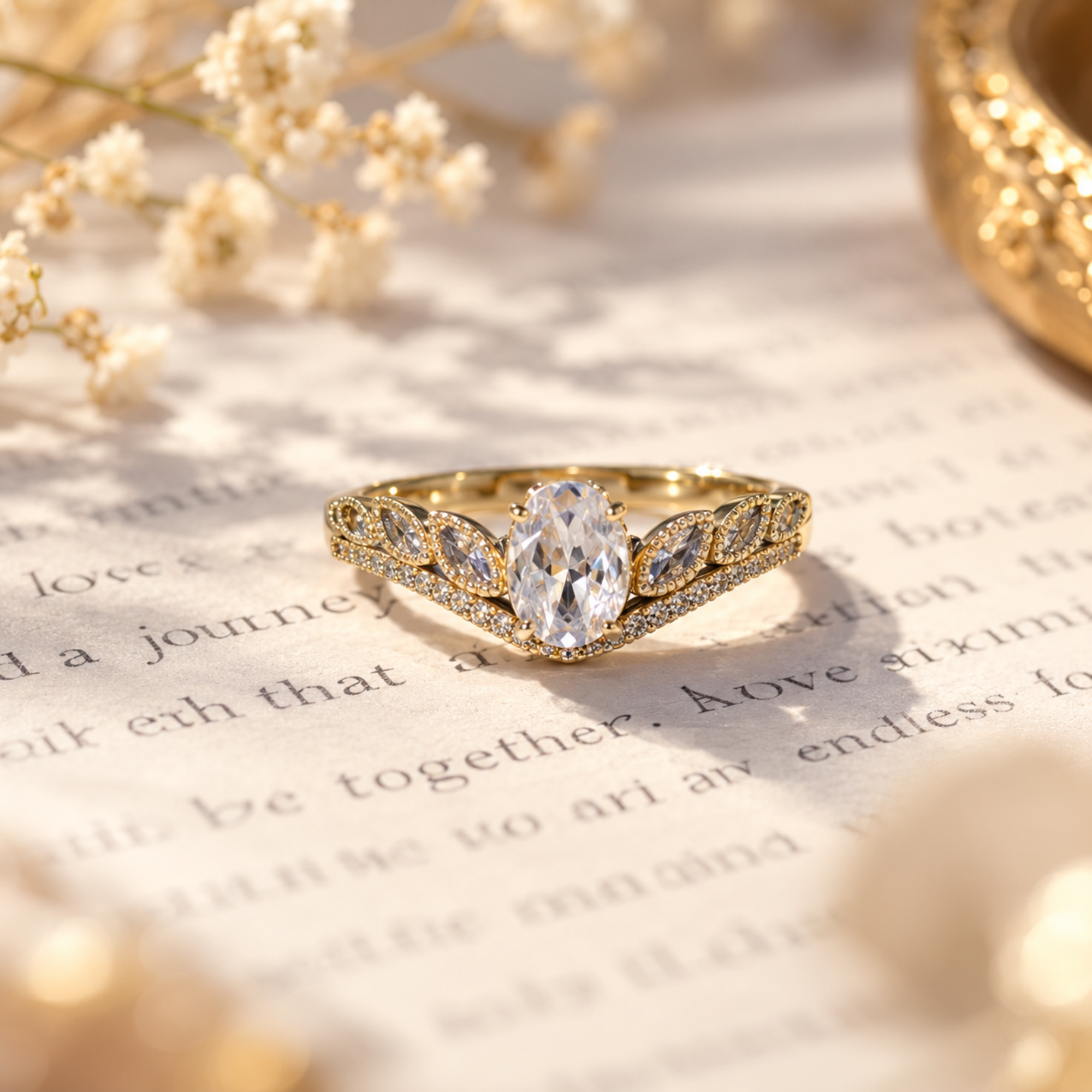 Golden Crystal Crown Ring