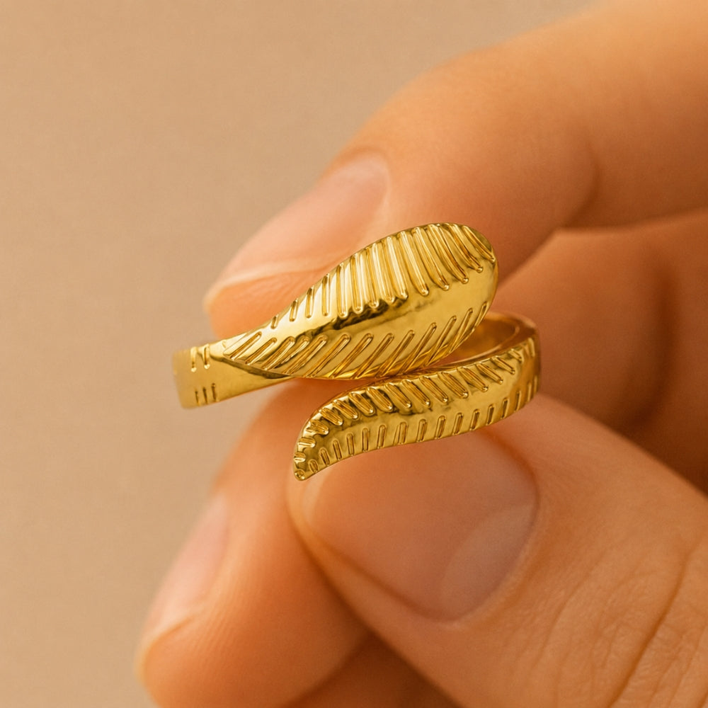 18K Gold-Plated Ribbed Wrap Ring