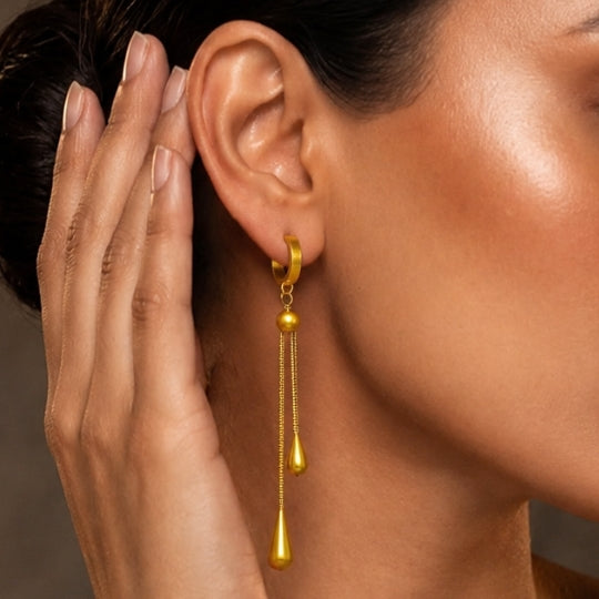18K Gold-Plated Teardrop Necklace & Earrings Set