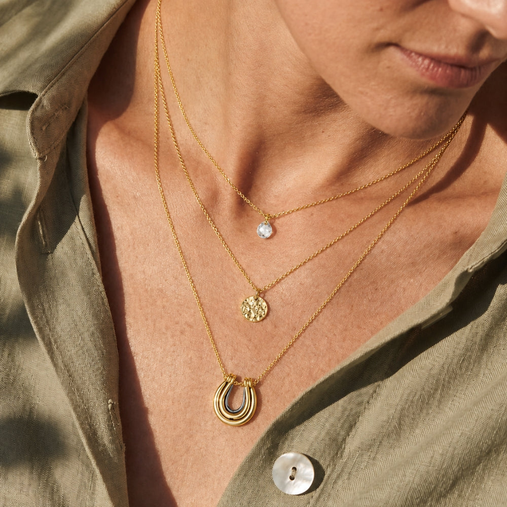 18K Gold-Plated Triple-Layer Pendant Necklace