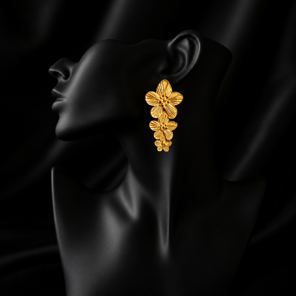 Golden Bloom Floral Stud Set