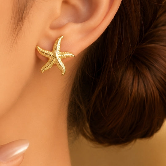18K Gold-Plated Starfish Necklace & Earrings Set