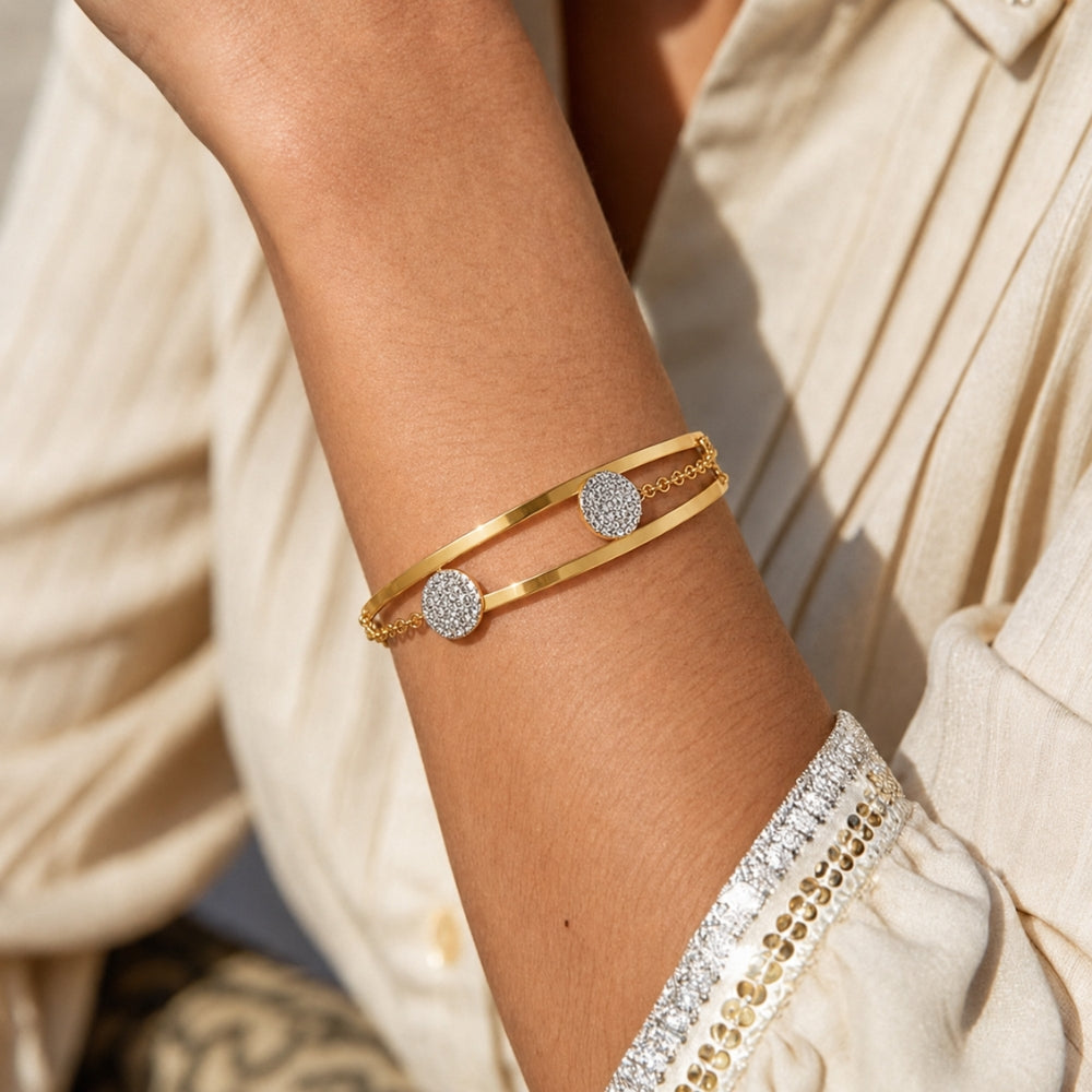 Double Line Crystal Accent Bracelet