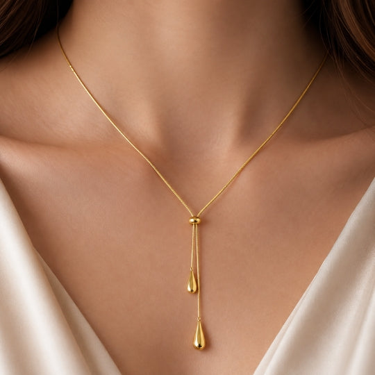 18K Gold-Plated Teardrop Necklace & Earrings Set