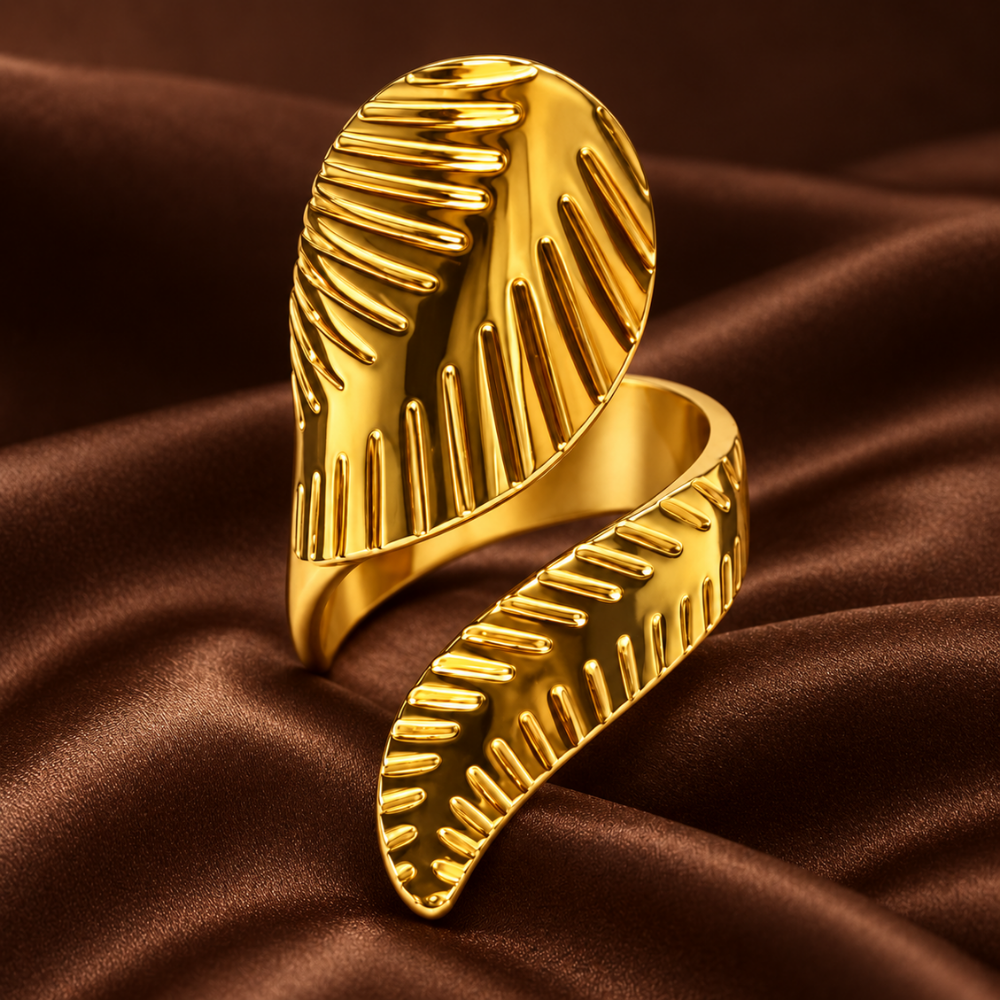 18K Gold-Plated Ribbed Wrap Ring