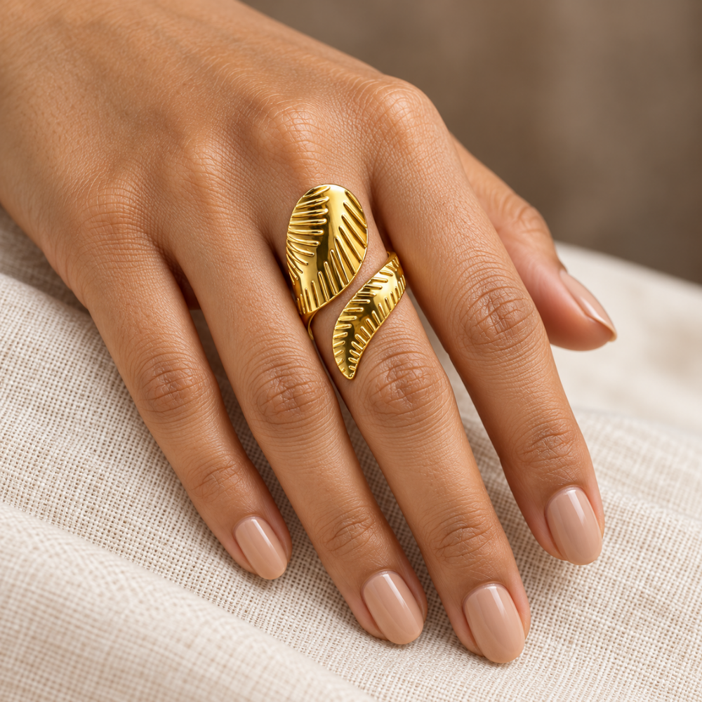18K Gold-Plated Ribbed Wrap Ring