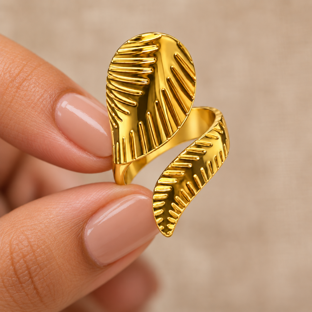 18K Gold-Plated Ribbed Wrap Ring